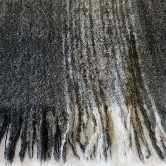 India's Heritage Black Tan mohair wool blend Afghan Blanket Throw 4'10" x 5' - Picture 4 of 5